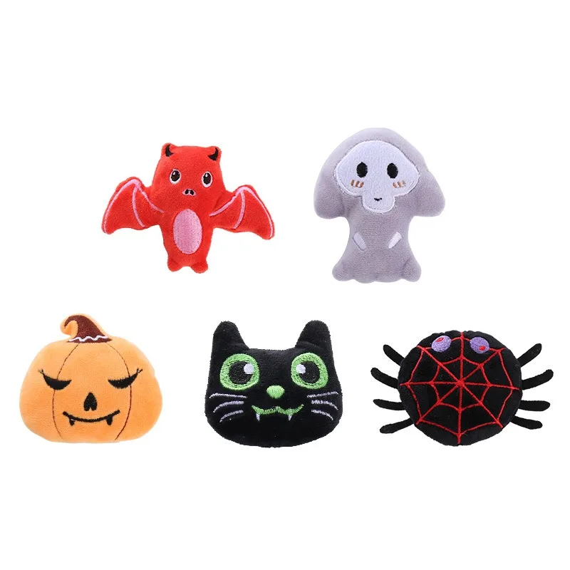 

Halloween Catnip Plush Toys Cats Pumpkin Spider Ghost Bat Shape Pet Chew Bite Resistant Interactive Play Kitten Toy Accessories
