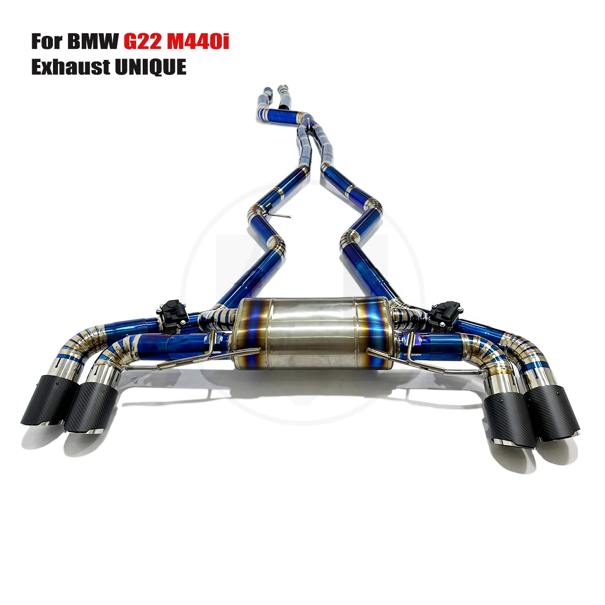 UNIQUE For 2018-2023 Bmw G22 M440i B58 3.0T 89mm Carbon fiber tail throat performance valve titanium exhaust system  TC4 titaniu