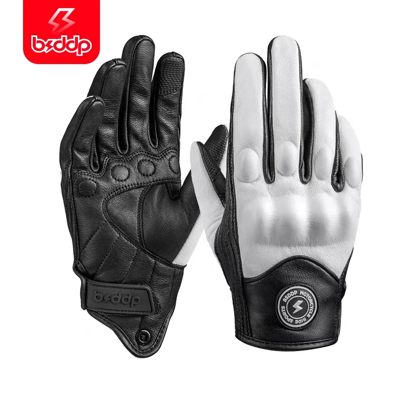 

BSDDP Motorcycle Gloves Leather Anti-fall Riding Rider Motorcycle Equipped for Men and Women Retro Wear Breathable Four Seasons