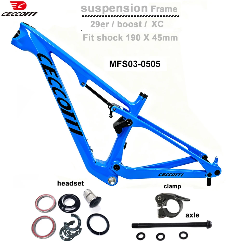 CECCOTTI 29er Suspensão Completa Quadro de Carbono MTB Viagem 110mm 148mm boost Super Leve Mountain Bike Quadro de Suspensão Dupla