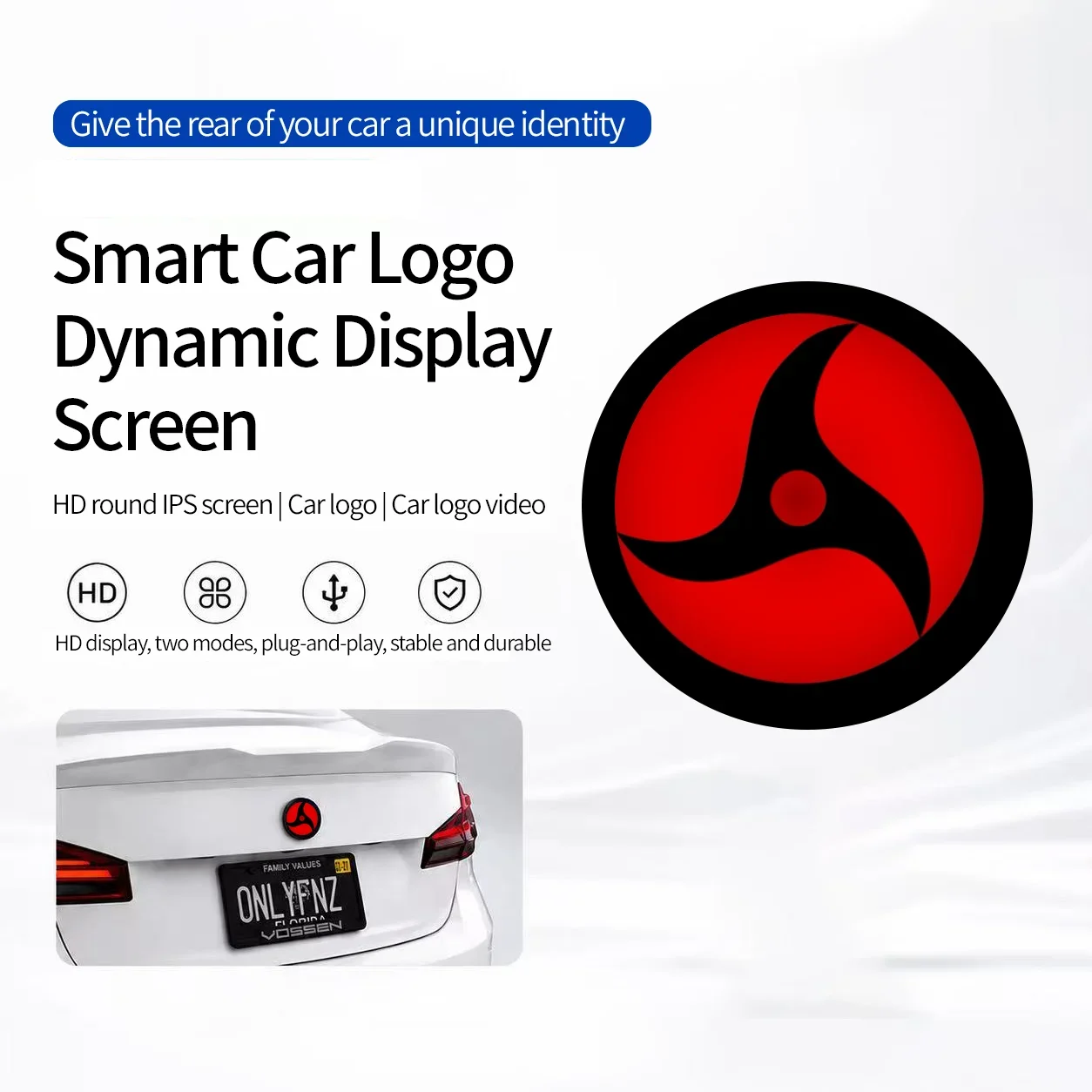 Custom HD Ultra-thin LED Animated Car Trunk Logo, Suitable for BMW X Series, M Series, 3/5/7 Series Exterior Decoration
