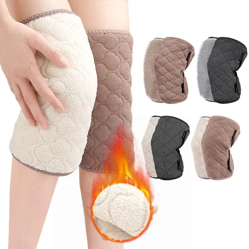 Portable Faux Fur Plush Knee Pad Thicken Windproof Winter Knee Warmers Three-layer Seam Leg Warmer