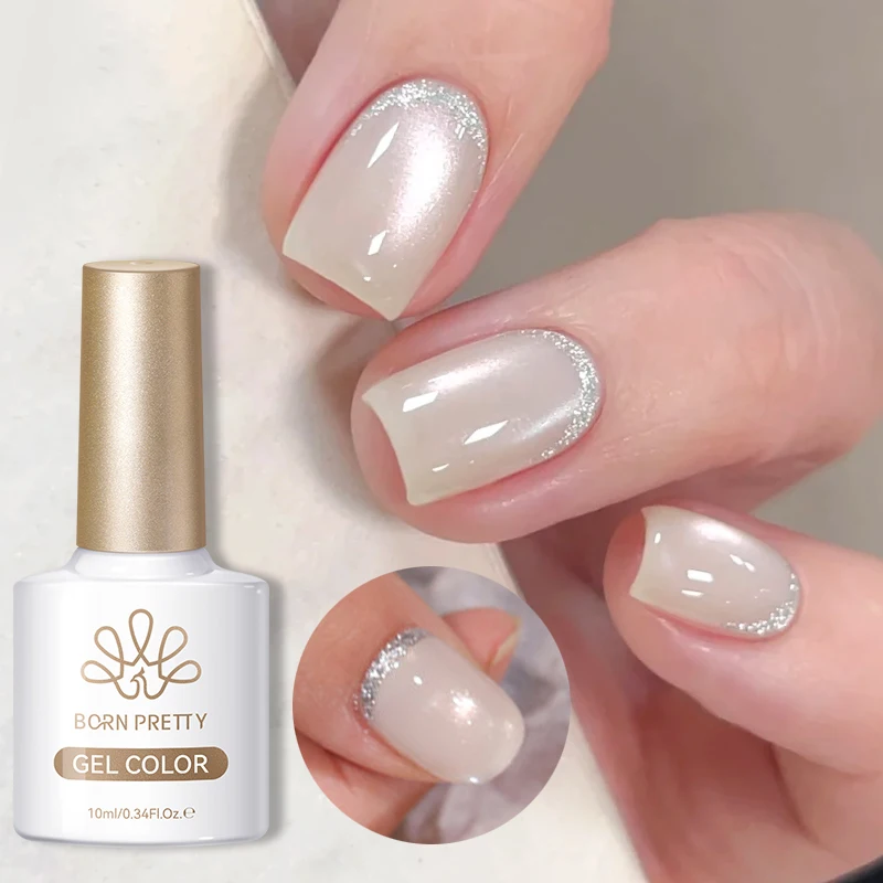 BORN PRETTY White Moonlight Cat Magnetic Eye Gel Polish 10ml Rosy Glass Bead Sparking Glitter Soak Off UV Semi-permanet Varnish