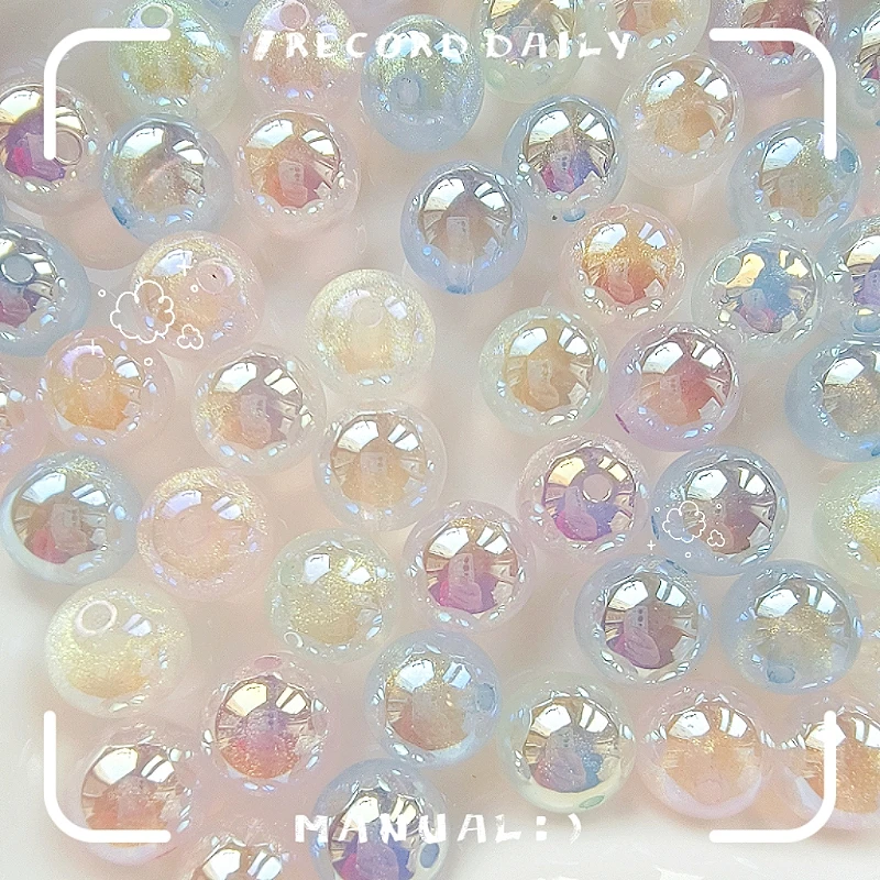 50PCS 8-16mm Pearlescent Acrylic Luminous Beads