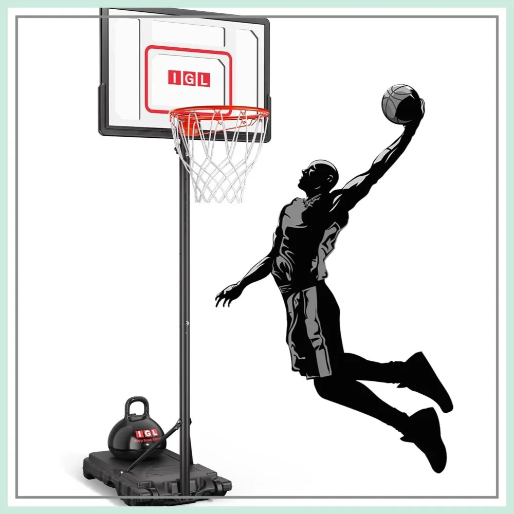 

33" Portable Basketball Hoop with PC Backboard, Adjustable Height & Fillable Base for Backyard Driveway