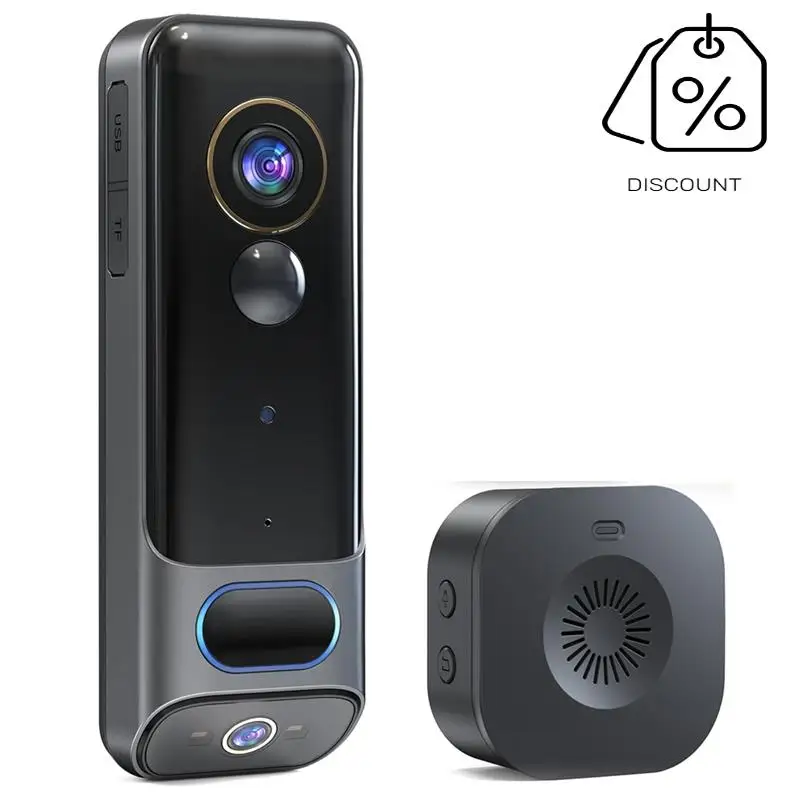 ABMF-Dual Doorbell Camera Wireless No Subscription,2K Smart Door Camera Wireless,With AI Human Detection, Night Vision