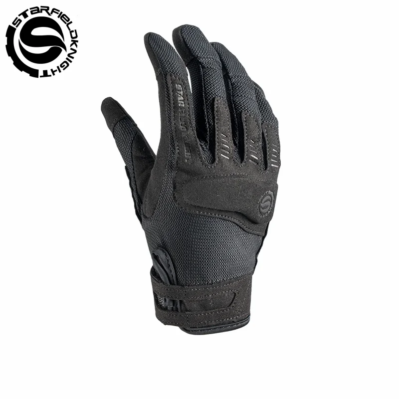 

SFK Black Men‘s Motorcyle Gloves Summer Breathable Full Finger Motorbike Guantes Touch Screen Riding Knuckle Protection Gears