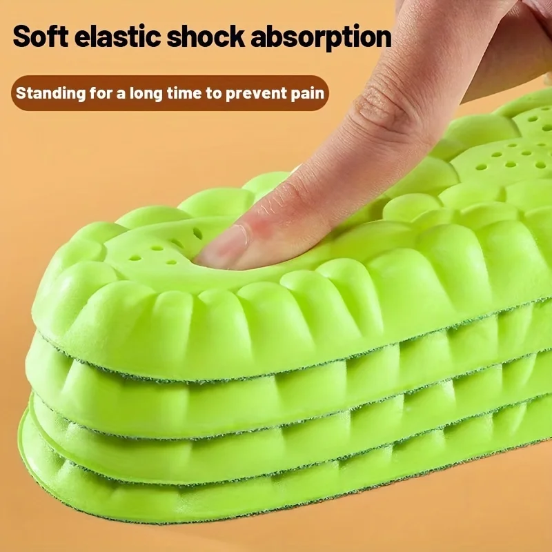 NAFOING 4D Sport Insoles Soft Breathable High-elasticity Shock Absorption Running Shoe Pad For Men Women Latex Massage Insole
