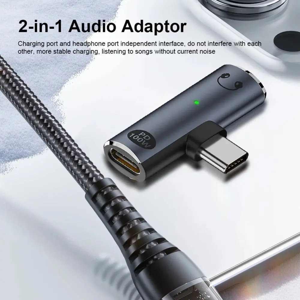 PD 100 واط USB C إلى 3.5 مللي متر محول محول سماعة الفاصل 2 في 1 محول الصوت Portale Mini USB C مهايئ شحن سماعات