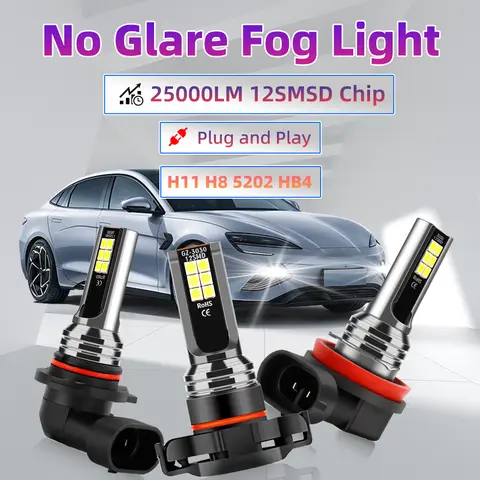 100W 전면 안개등 6000K LED 전구 Canbus 자동차 안개 램프 H16 H10 플러그 앤 플레이 자동차 액세서리 눈부심 없음 주간 주행 램프