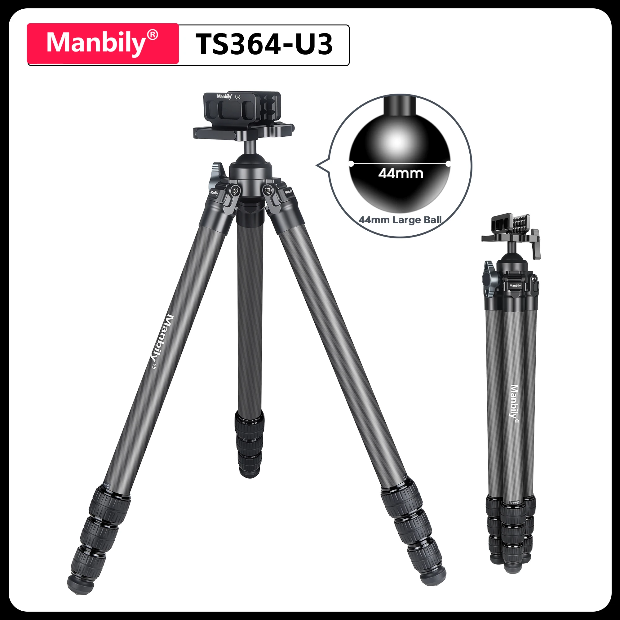 

Карбоновый штатив Manbily TS-364U3 для охоты и стрельбы с седловым зажимом, профессиональный штатив для камеры наблюдения за птицами, трубка 36 мм