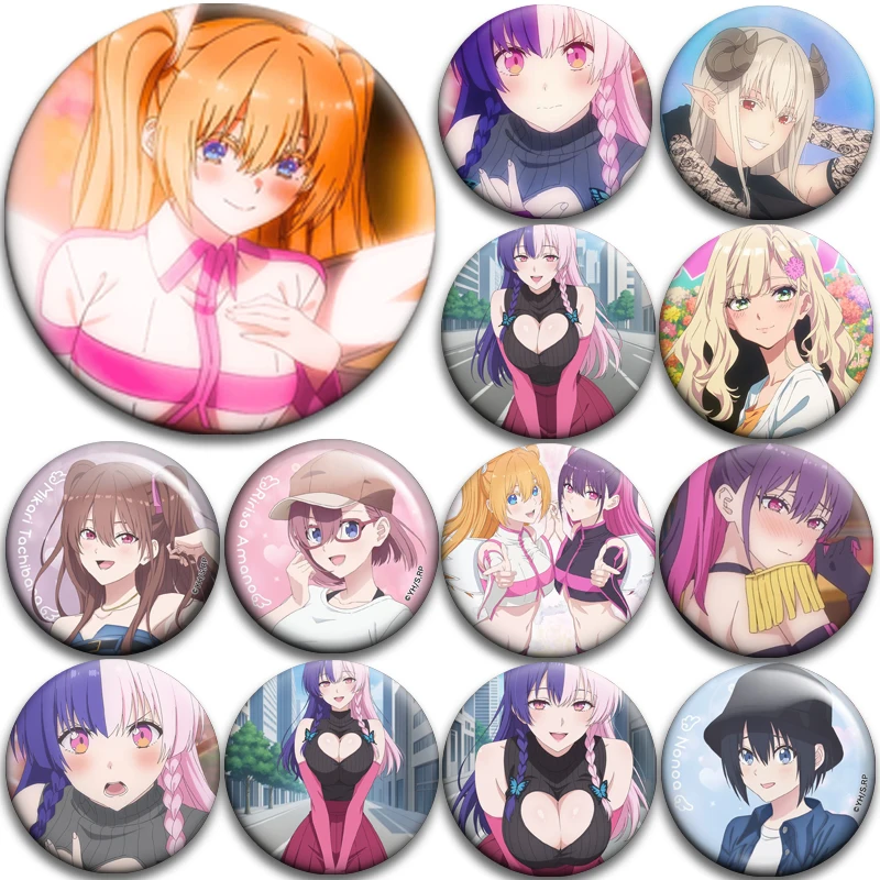 

Anime 2.5 Dimensional Seduction Button Pins Tinplate Brooches Characters Cartoon Badge for Clothes Bag Decor Fans Collect Gifts