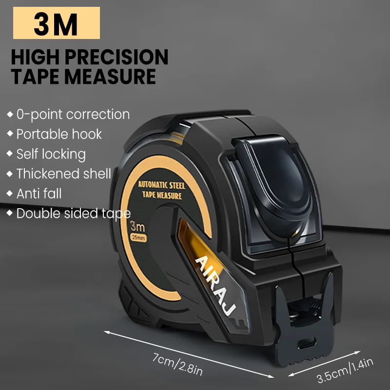 AIRAJ 3M tot 10M Metrisch en imperiaal systeem Zelfsluitend meetlint, Hoge precisie richtliniaal meetinstrument Handgereedschap