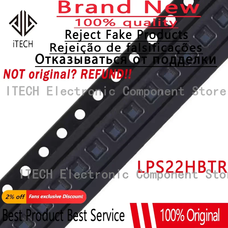 

10pcs/lot Original LPS22HBTR LPS22HB 26Kpa~126Kpa HLGA-10(2x2) Pressure Sensors 100% New and Genuine