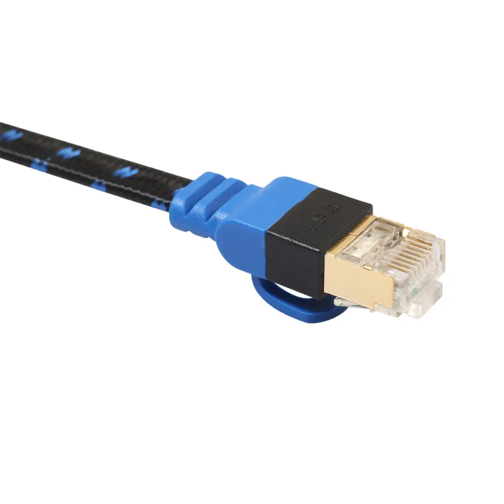 

20-метровый плоский сетевой кабель Cat7 10 Гбит/с с двойным экранированием и позолоченными разъемами для устройств