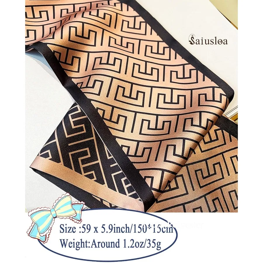 Elegant Long Skinny Scarves for Women's Handbags and Hair Accessories Fashion Silky Headbands for Daily Wear Stylish and Versat