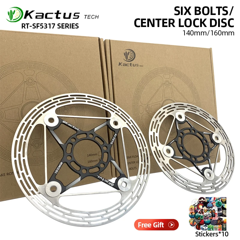 KACTUS Tech-Rotor de freno de disco de bicicleta ultraligero, disipación de calor eficiente, 6 PERNOS/bloqueo central, piezas de bicicleta, 140/160mm