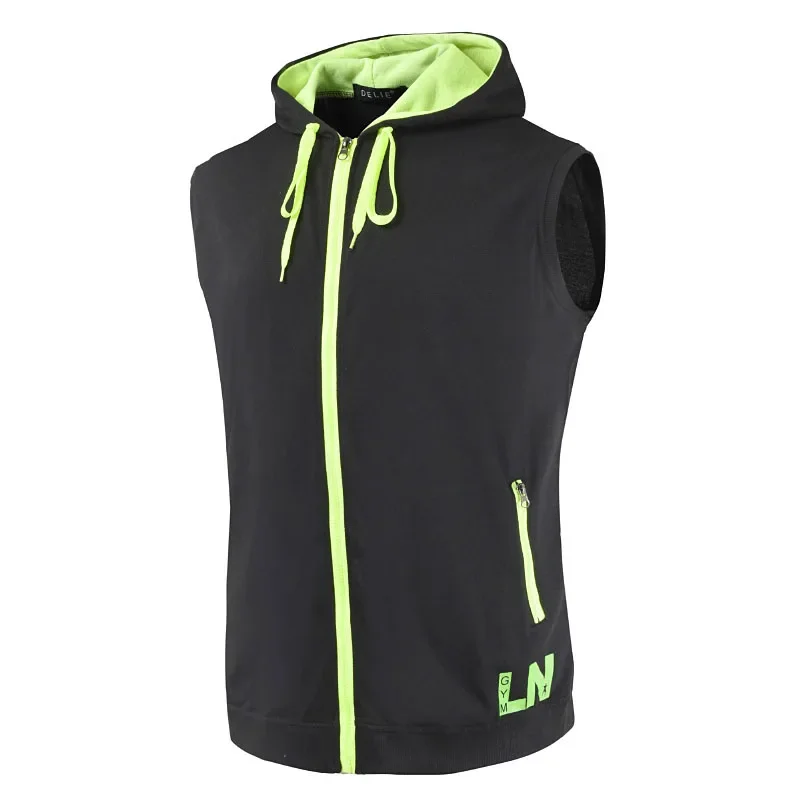 Summer Men's Hooded Sleeveless Vest Sports Vest Large Training Top Zipper Shirt Designer Personalized Running Basketball Shirt