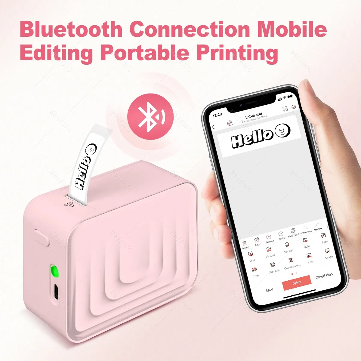 Marklife M1 Mini Portable Thermal Printer Inkless Self-Adhesive Label Maker For Stickers Labeller as like D110 D11 Labeling