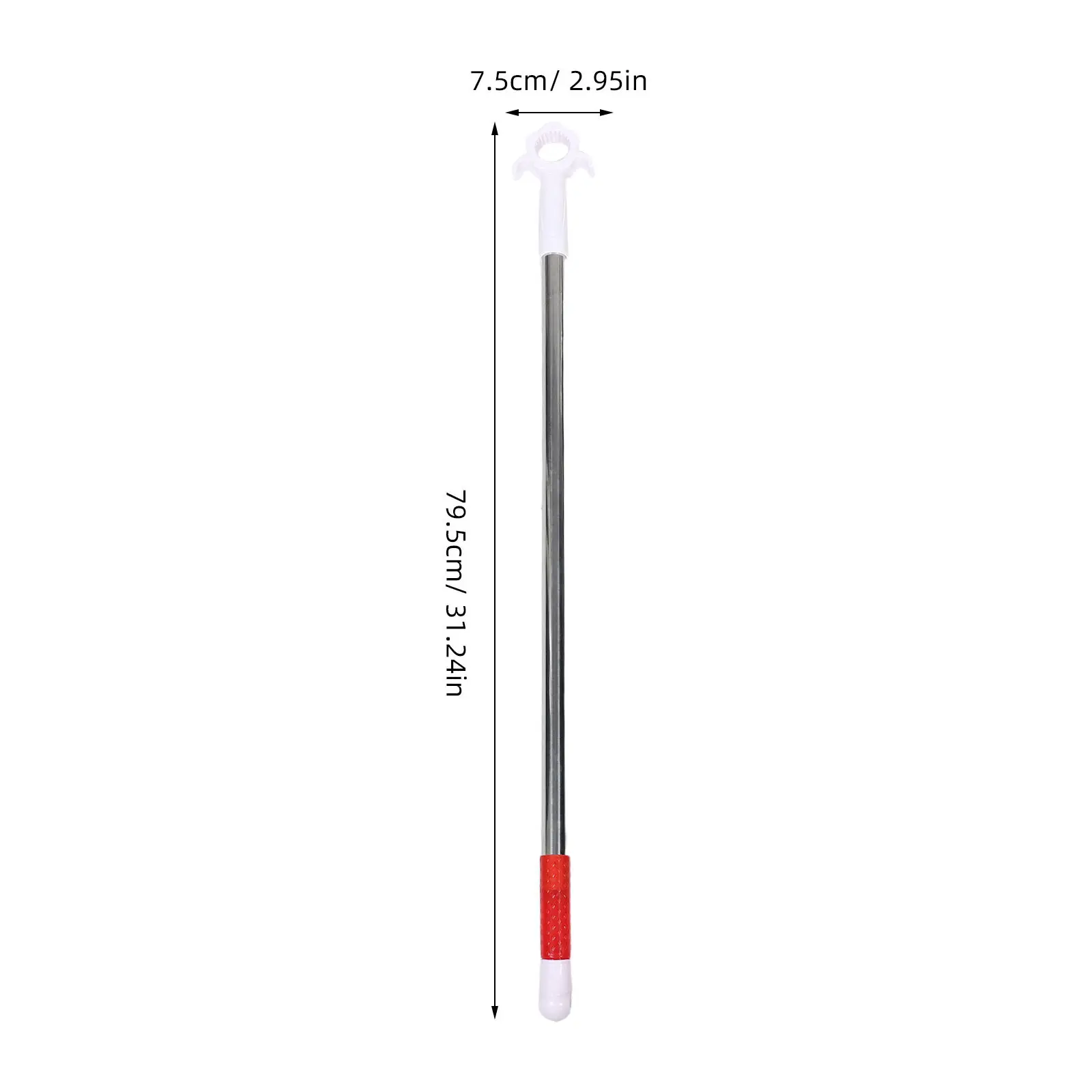 31 Inch Fixed-Length Stainless Steel Window Opening Pole with Ergonomic Long Handle and Flower Design Hook for Bedroom Kitchen