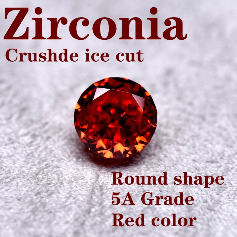 Hochwertiger Zirkonia mit Top-Crushed-Ice-Schliff, runder Form, roter Farbe, Labor-Diamant, 4K-Schliff, 5A+ Qualität, Großhandel – Detail 1