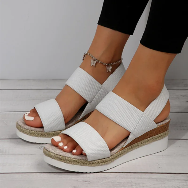 Biss méret 36-43 Nők Szandál Plató wedges Magas légnyomású levegő Ingyenélő Alkalmazkodó m Érlelődik Kender kötelet Talp Födémgerenda Lábbeli part Sandal cipők