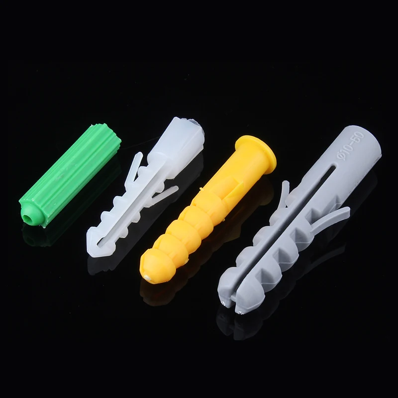 M4 M5 M6 M8 M10 M12 M14Plastik Pipa Ekspansi Tabung Steker Karet Colokan Dinding 20-100 Buah Jangkar Bergaris Plastik untuk Sekrup Penyadapan Sendiri