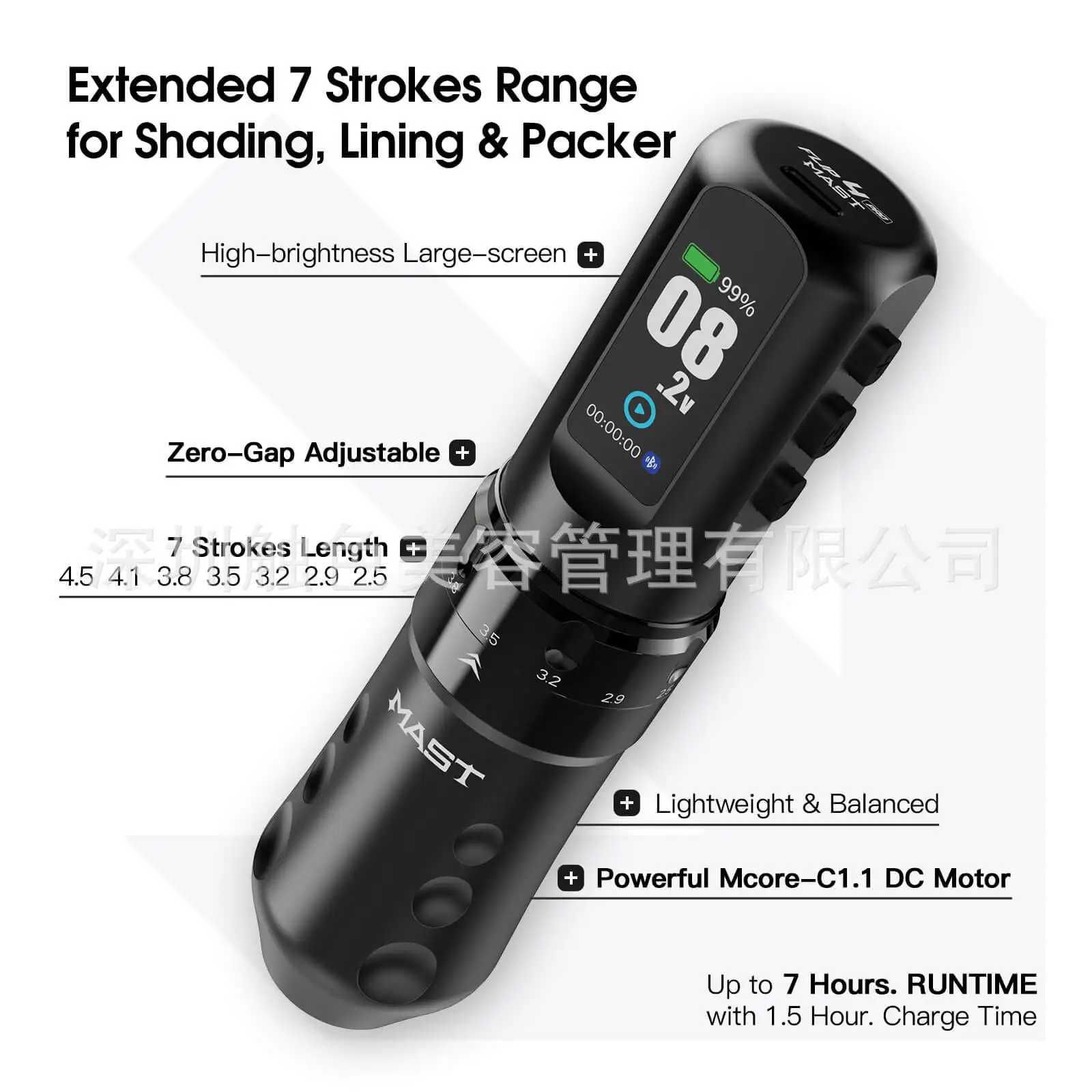 Flip4 Pro wireless tattoo pen rotary machine Mcore C-1 powerful motor 7-speed adjustable