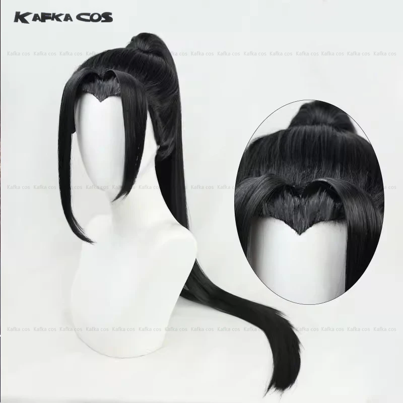 Peruca longa de cosplay preta He Xuan, Anime, Tian Guan Ci Fu, Bênção do Oficial Celestial, Cabelo Sintético, Adereços de Halloween, Fan Hairwear, 75cm