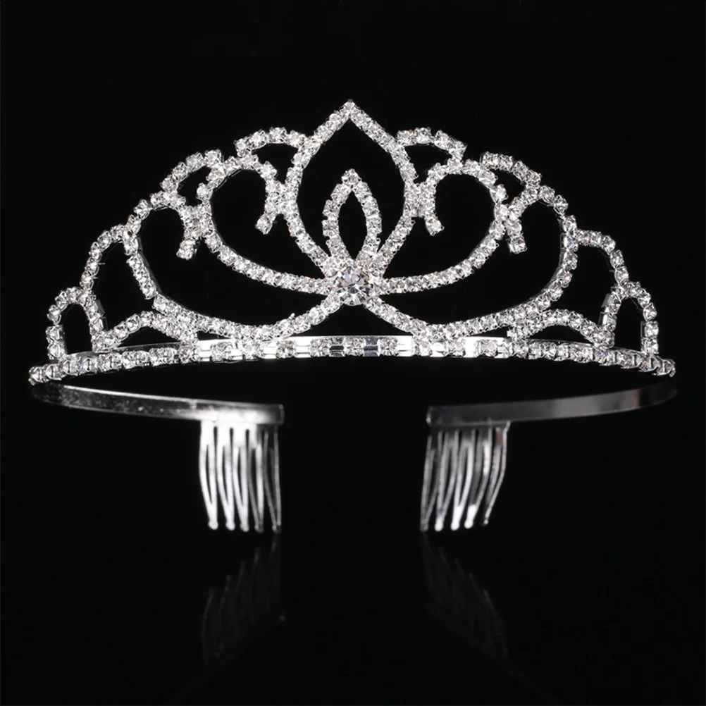 2Pcs Kids Crystal Tiara Elegant Lightweight Crown for Wedding Birthday Party Performance Accessories Kids Tiara