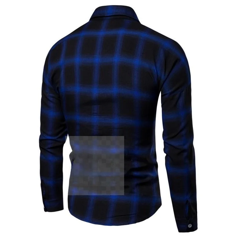 Csa a Cuadros Larga Informal para Hombre, Temporada de Otoño, Cuello Ancho Especial, Ajuste Hoado, Manga Larga, sor R...