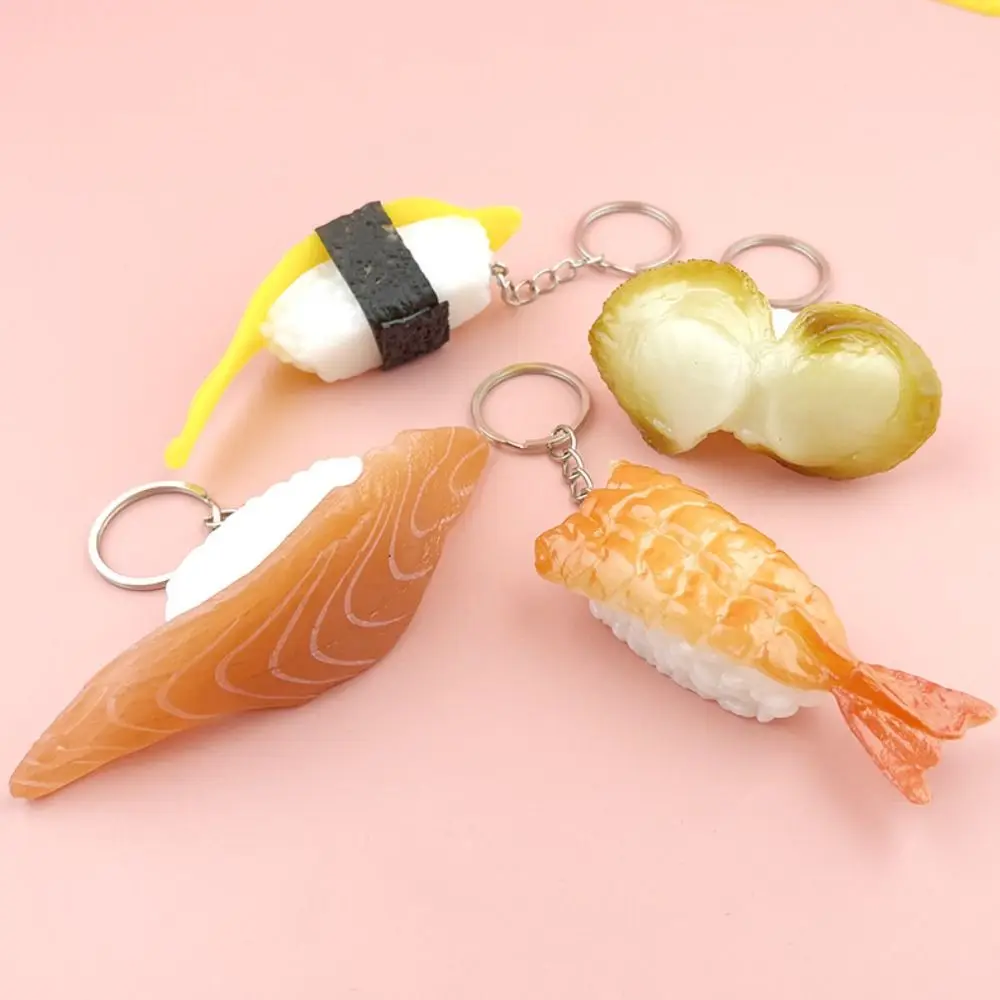 Rice Ball Salmon Fake Sushi Key Holder Luxury Funny Simulation Food Keychain Exquisite Fashion Bag Hanging Pendant