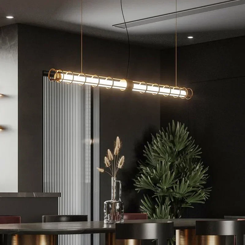 Modern Minimalist Strip Energy-saving Pendant Light Used for Living Room Dining Table Office Coffee Table Home Hanging Lighting