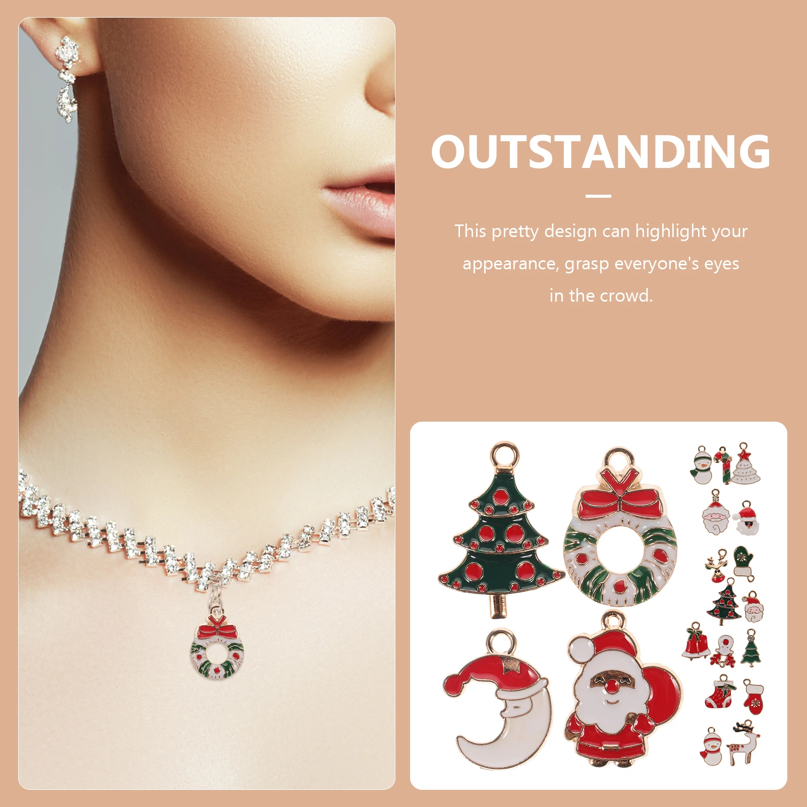 1 مجموعة عيد الميلاد مجوهرات سحر سبيكة قلادة عقد دي اي واي سوار المفاتيح صنع لوازم عطلة الزينة #1