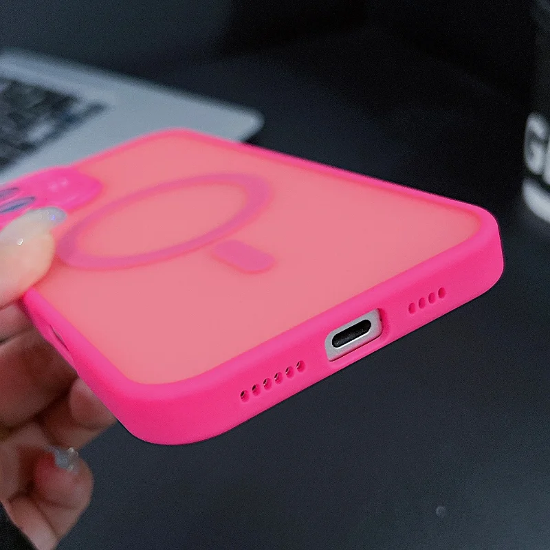 Magnetic Luxury Matte Translucent Armor Shockproof Case For iPhone 16 15 14 13 12 Pro Max Plus For Magsafe Wireless Charge Cover
