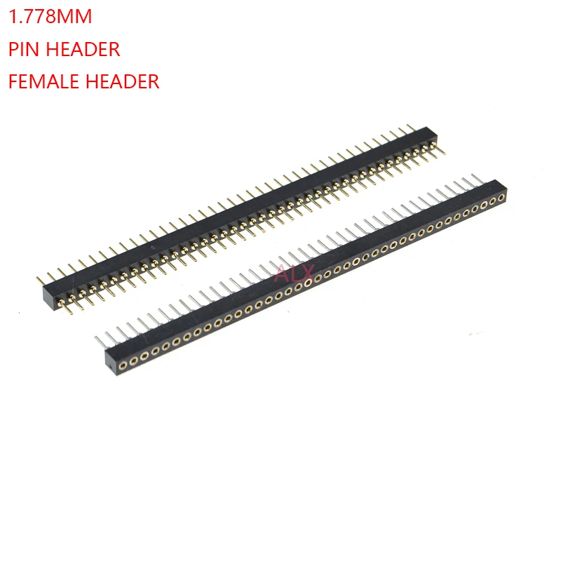 

1X40 PIN Single Row MALE FEMALE ROUND PIN Header connector Strip 1.778MM PITCH 1X40pin 1*40 40P 40PIN black FOR PCB BOARD