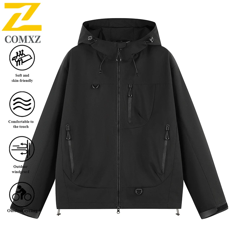 

EIAO Softshell Windbreaker Jacket Men Women Waterproof Windproof Thermal Outdoor Hiking Camping Fishing Lightweight Hooded Coat