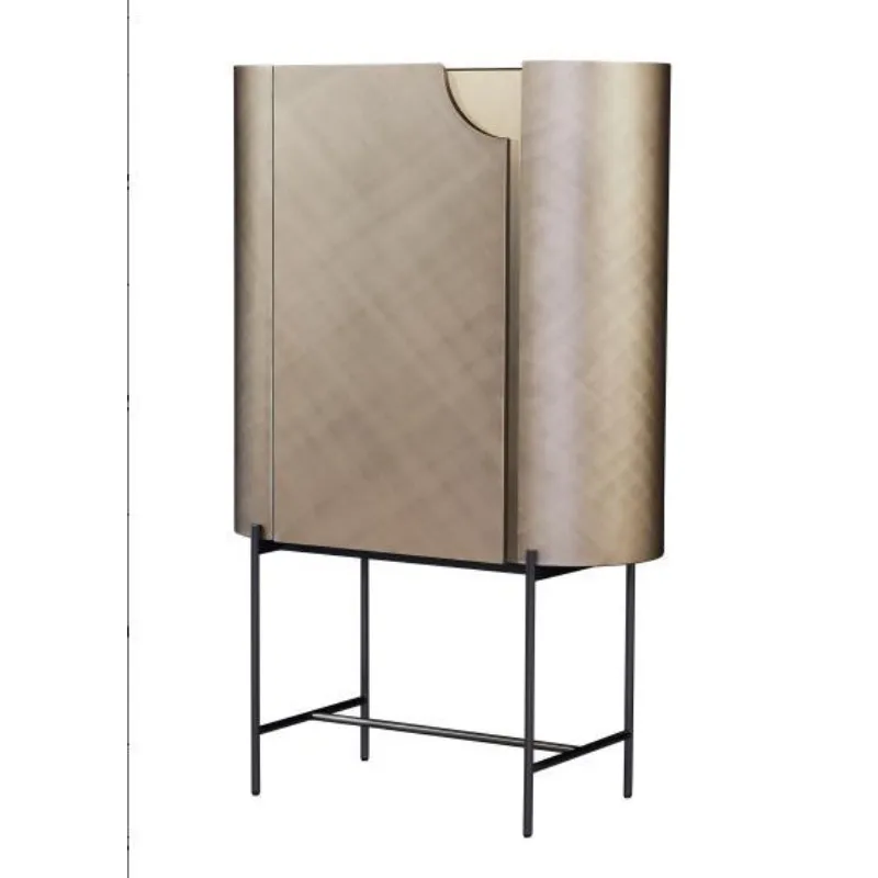 

Light luxury minimalist high-end living room decorative cabinet dining room wine cabinet metal paint designer high-footed locker