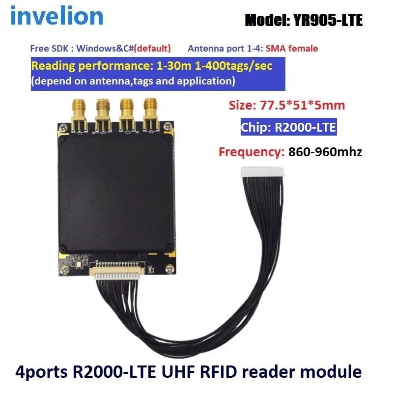 865-915Mhz Long Range RFID UHF Module Reader TTL Uart RJ45 EPC Gen2 Impinj R2000 4 Ports RFID UHF Raspberry Module Buffer Mode