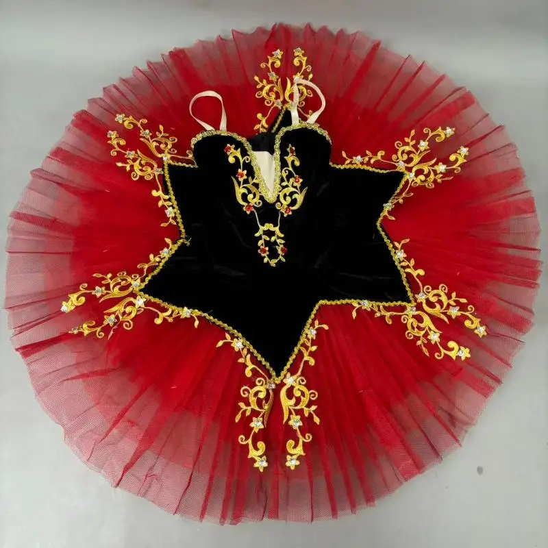 Tutù di balletto professionale Ragazze Rosso Nero Gonne di balletto spagnolo Donna adulta Abiti da balletto Ballerine Danza Costumi di Halloween