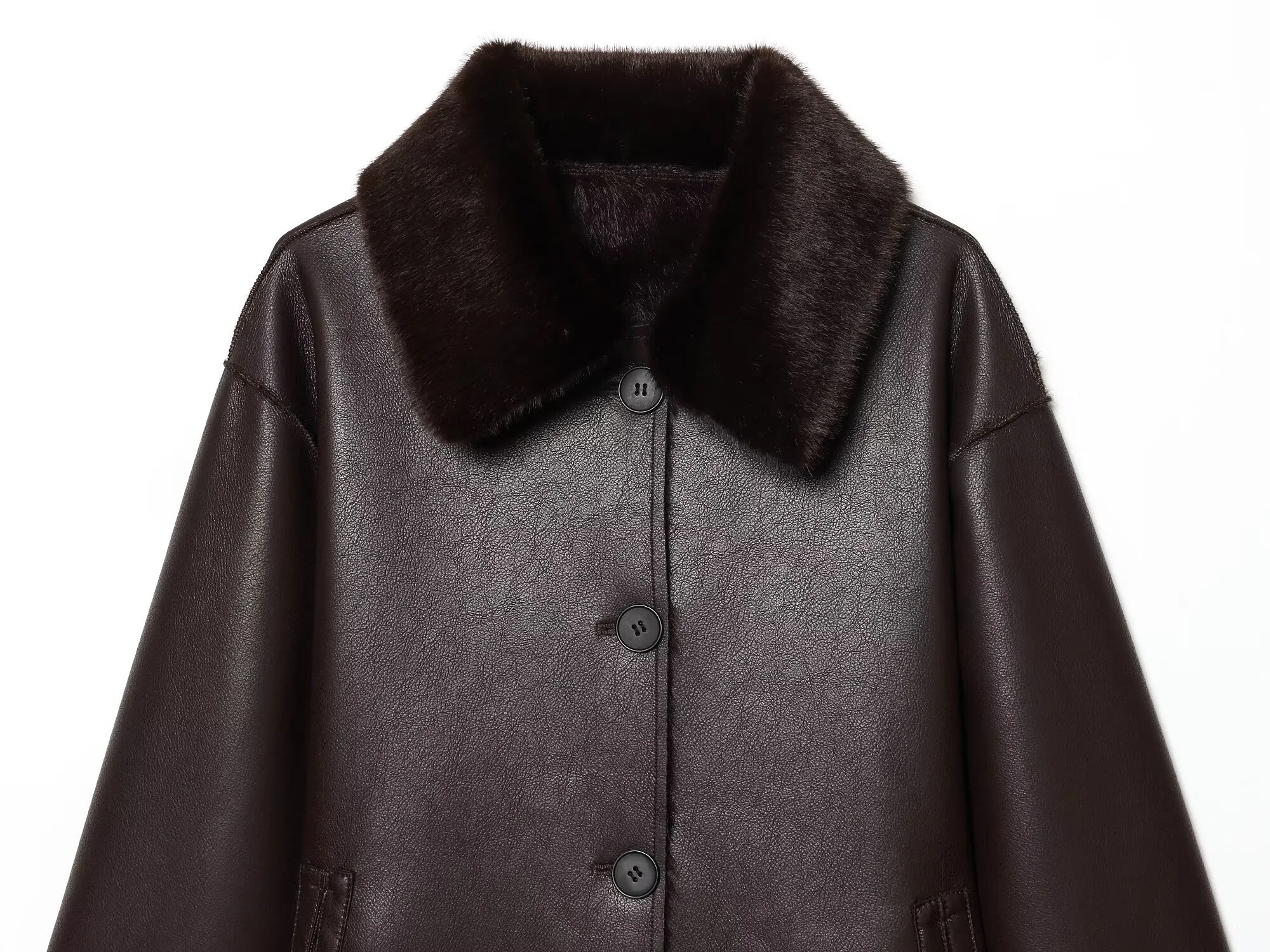 2025 Winter Neue Damen Casual Modische Einfache Langarm Revers Kunstpelz Doppelseitige Kunstlederjacke