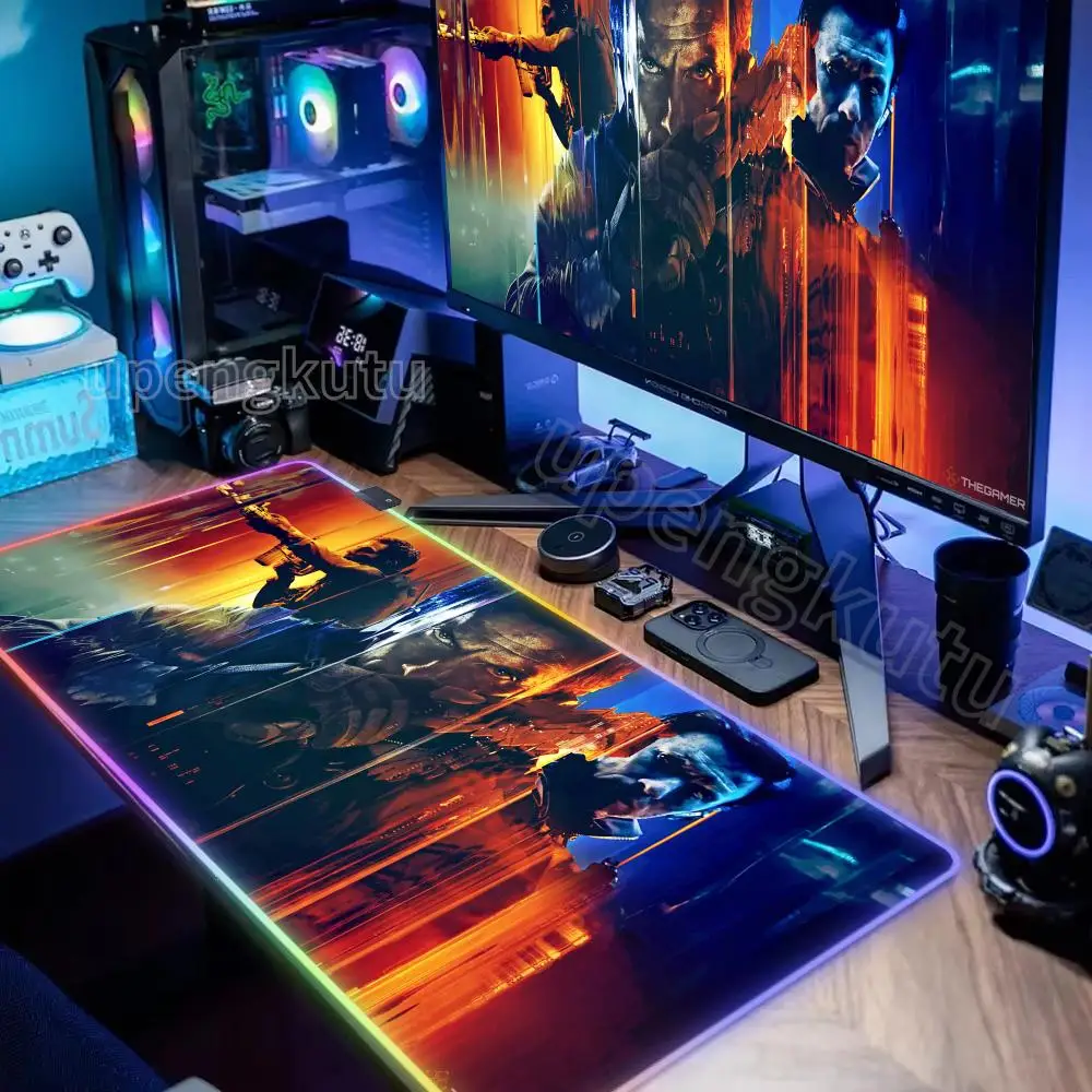 

Коврик для мыши Gaming Call of D-Duty Black Ops 7, RGB светодиодная подсветка, нескользящая резиновая основа, килимок для киберспорта, офиса, ПК, дома, лучшая цена, настольный коврик