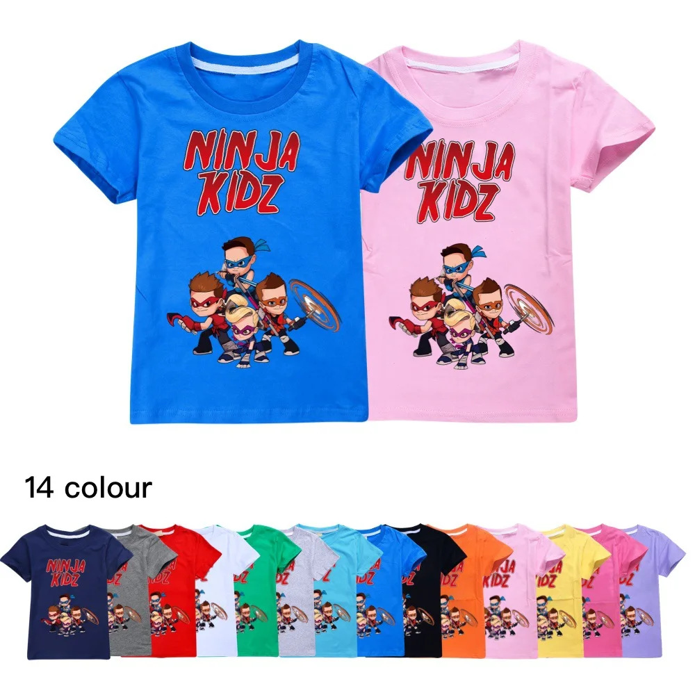 

NINJA KIDZ T-shirt Kids Summer Clothes Girls Funny Cartoon T-Shirt Toddler Boy Short Sleeve Cotton Tee Children Pullover Clothin