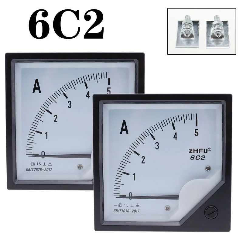 Imagem -02 - Amperímetro Analógico Atual dc Calibre Medidor do Painel do Ponteiro Uso com Derivação 6c2 5a 10a 30a 50a 100a 300a 75mv 80x80 mm 1pc