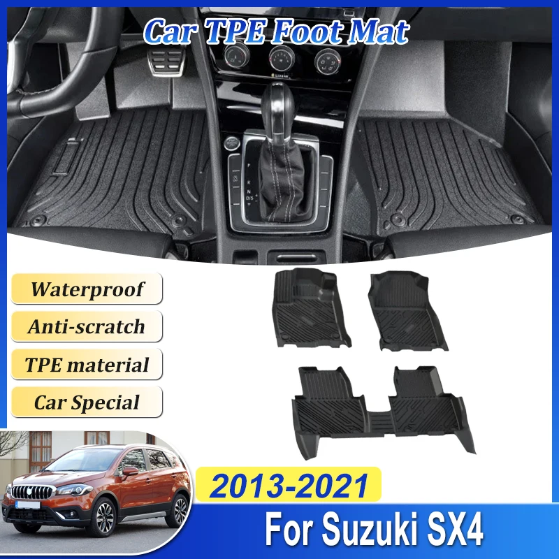 

Для Suzuki SX4 S Cross JY 2013 2014 ~ 2021 TPE Автомобильный напольный коврик с левым рулем, кожаная подкладка для ног, ковры на заказ, аксессуары против царапин