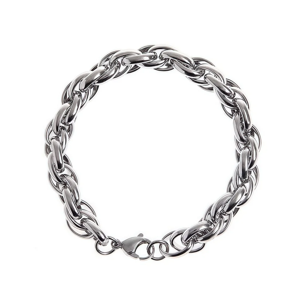 Hip-Hop Herren Edelstahl Armband Silberfarben Amerikanisches Titanstahl Grobkettenarmband Mode Party Schmuck – Detail 5