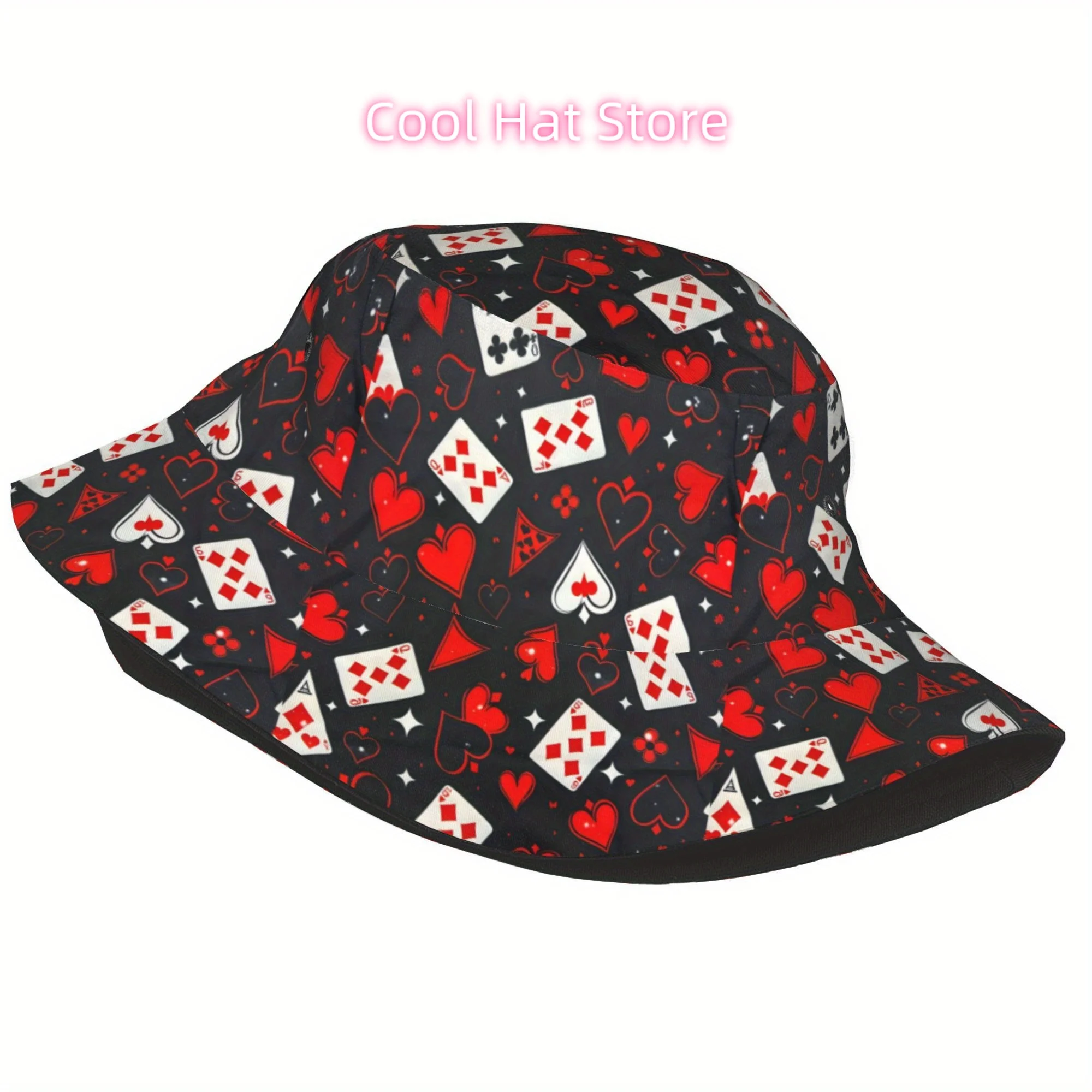 1pc of Poker-Themed Bucket Hats for Both Men And Women, Suitable for Outdoor Events, Beaches, And Festivals. These Lightweight S