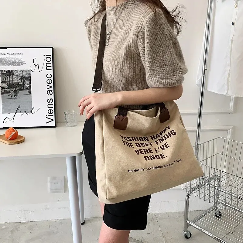 New Multifunctional Chest Bag Fashion Trend Large Capacity Canvas Shopping Tote Bag Single Shoulder Bag Class Artistic Handbag