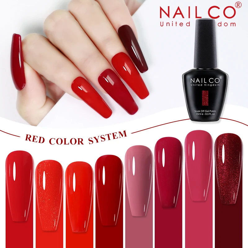 

NAILCO Red Gel Nail Polish Wine Purple Semi Permanent Soak Off UV Gel Varnish Nail Art Manicure Matte Top Coat For Home Salon