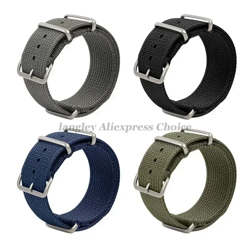 Hochwertiges Nylon-Uhrenarmband, grün, schwarz, blaues Band, Militär, lässig, Armband, Armee, Sport, Herren- und Damenarmband, Ersatzgürtel